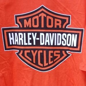 Harley Davidson Mens 2XL Orange Short Sleeve Graphic T-shirt